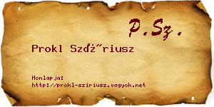 Prokl Szíriusz névjegykártya